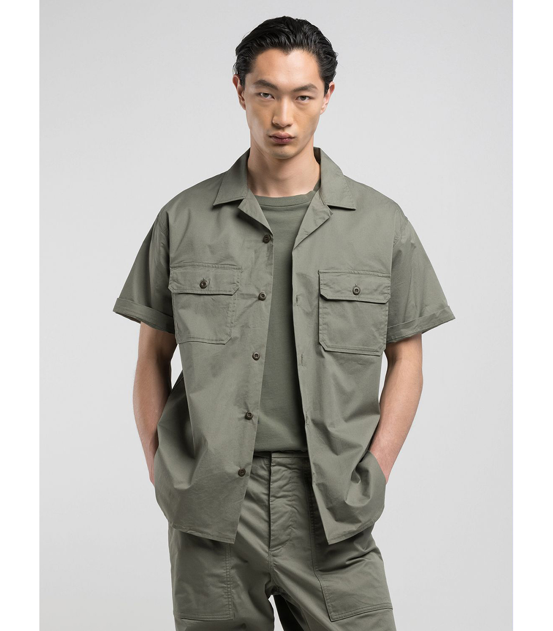 ストレッチコットンツイルボーリングシャツ 詳細画像 ミリタリー 2